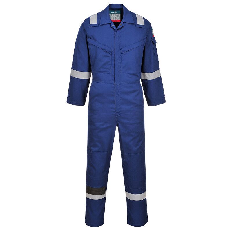 Portwest Flame Resistant Super Light Weight Anti-Static Coverall 210g (Royal Blue / XXL / Regular Fit)