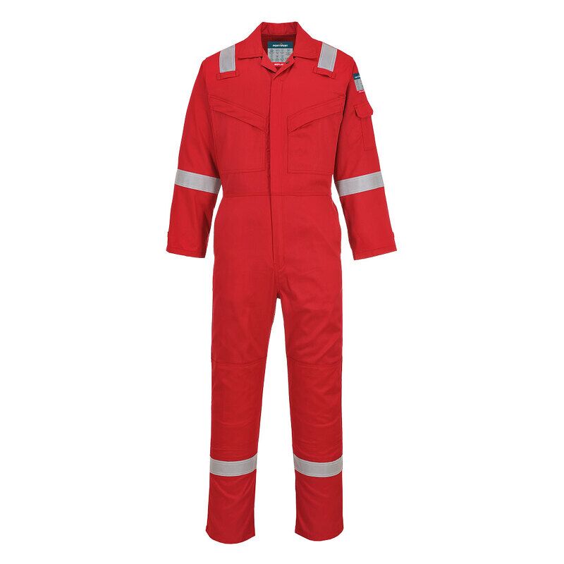 Portwest Flame Resistant Super Light Weight Anti-Static Coverall 210g (Red / XXL / Regular Fit)