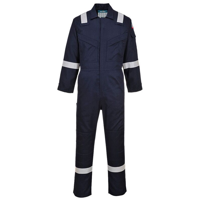 Portwest Flame Resistant Light Weight Anti-Static Coverall 280g (Navy / L / Regular Fit)