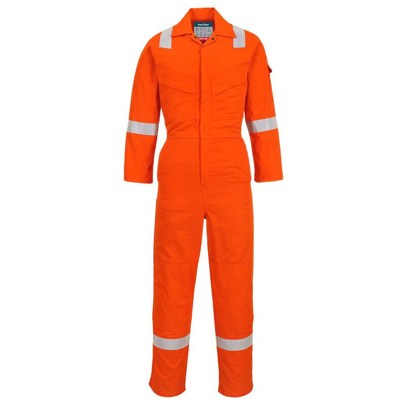Portwest Flame Resistant Light Weight Anti-Static Coverall 280g (Orange / XXXL / Regular Fit)
