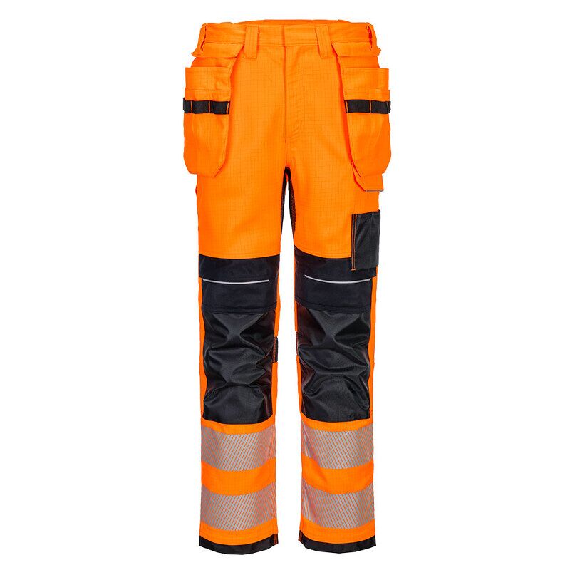 Portwest PW3 Modaflame Work HVO Flame Resistant Holster Trousers (Orange/Navy / 38 / Regular Fit)
