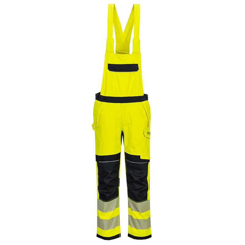 Portwest PW3 Modaflame Work Hi-Vis Multi-Norm Flame Resistant Bib and Brace (Yellow/Navy / S / Regular Fit)