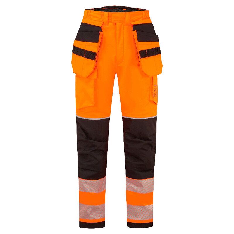 Portwest PW3 Modaflame Rain+ Hi-Vis FR Winter Holster Trousers (Orange/Black / M / Regular Fit)