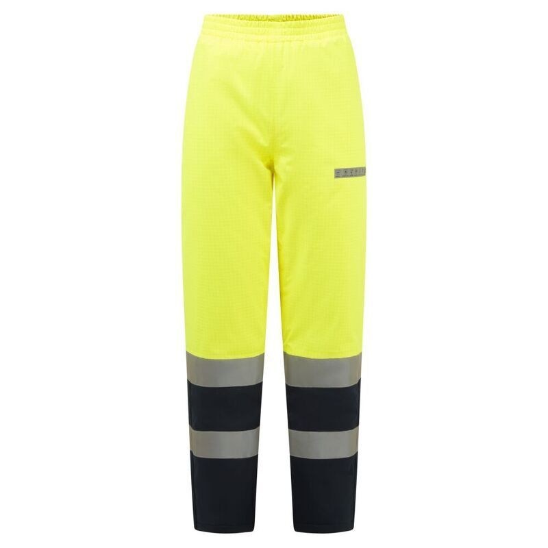 Portwest Bizflame Rain+ Hi-Vis Multi-Norm Contrast Flame Resistant Winter Trousers (Yellow/Navy / XXL / Regular Fit)