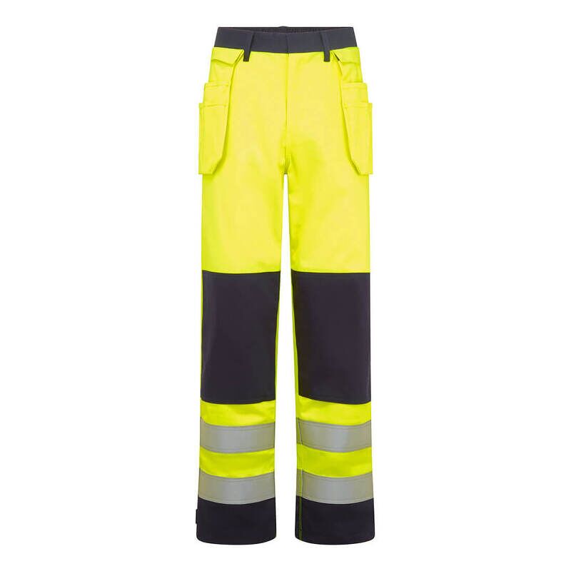 Portwest Bizflame Work Hi-Vis Contrast FR Holster Trousers (Yellow/Navy / XXXL / Regular Fit)