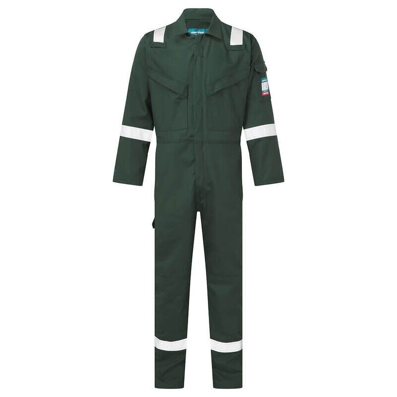 Portwest Flame Resistant Anti-Static Coverall 350g (Green / L / Regular Fit)