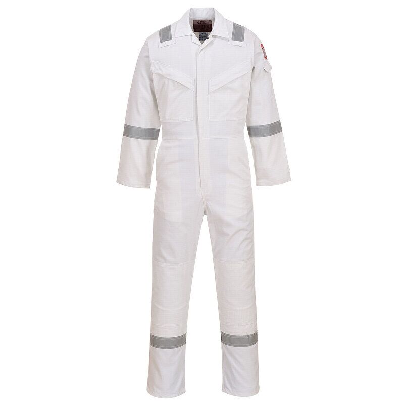 Portwest Flame Resistant Anti-Static Coverall 350g (White / L / Regular Fit)