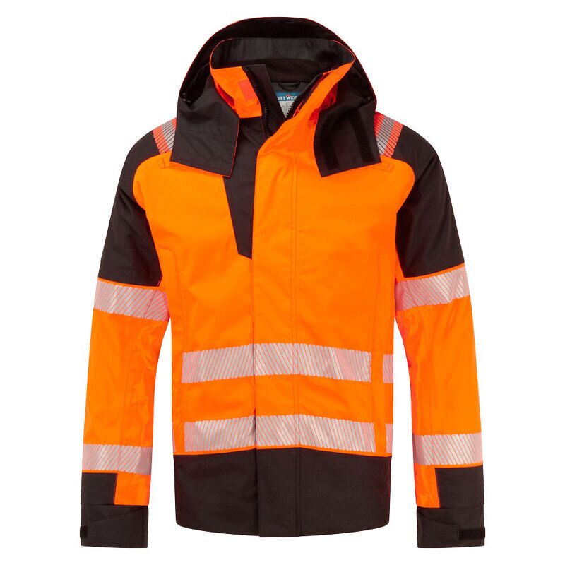 Portwest PW3 Modaflame Rain+ Hi-Vis Multi-Norm Flame Resistant Winter Jacket (Orange/Black / S / Regular Fit)