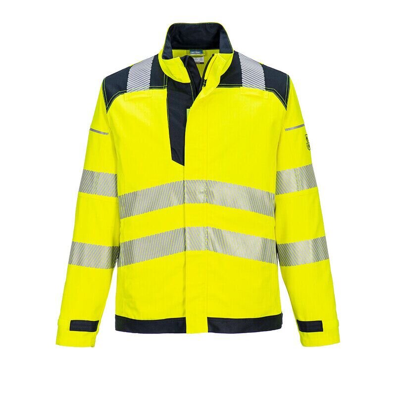 Portwest PW3 Modaflame Work Hi-Vis Multi-Norm Flame Resistant Jacket (Yellow/Navy / L / Regular Fit)