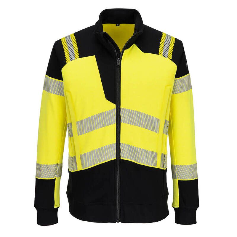 Portwest PW3 Modaflame Knit Hi-Vis Flame Resistant Full Zip Sweatshirt (Yellow/Black / M / Regular Fit)
