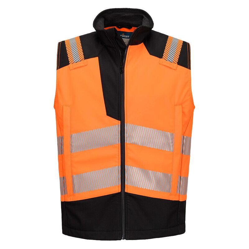 Portwest PW3 Modaflame Softshell Hi-Vis Flame Resistant Gilet (Orange/Black / XXL / Regular Fit)