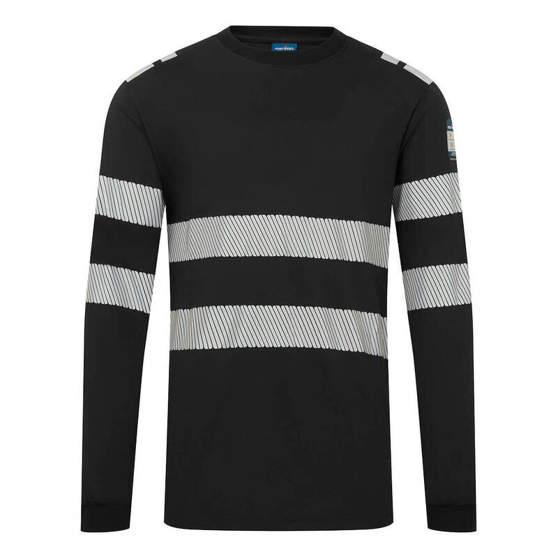 Portwest PW3 Modaflame Knit Flame Resistant Long Sleeve T-Shirt (Black / XXL / Regular Fit)
