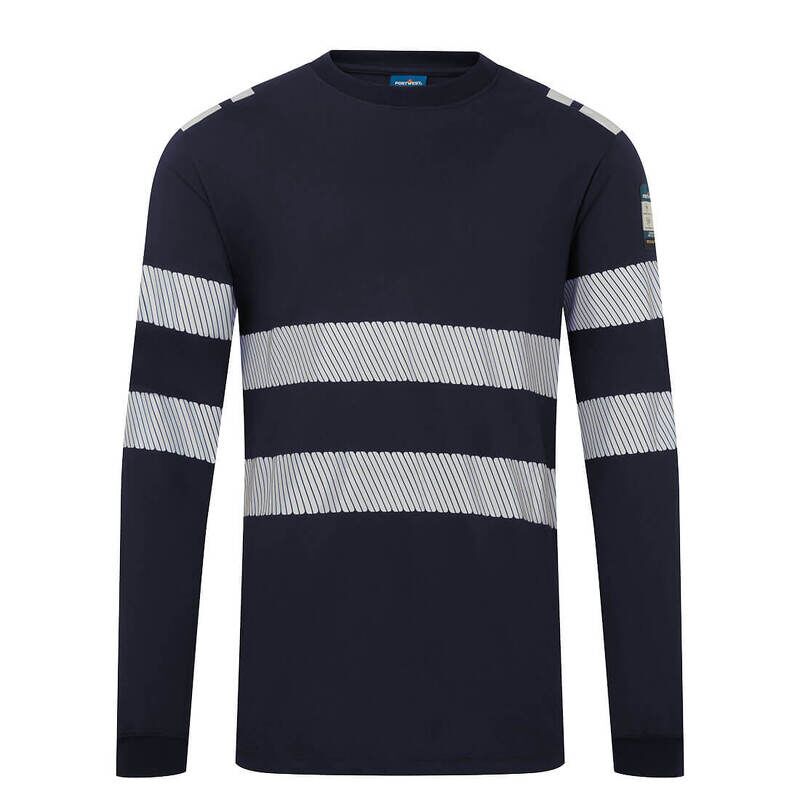 Portwest PW3 Modaflame Knit Flame Resistant Long Sleeve T-Shirt (Navy / L / Regular Fit)