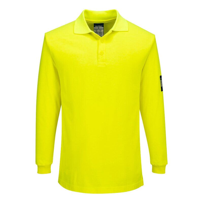 Portwest Modaflame Knit FR Long Sleeve Polo Shirt (Yellow / XXXL / Regular Fit)