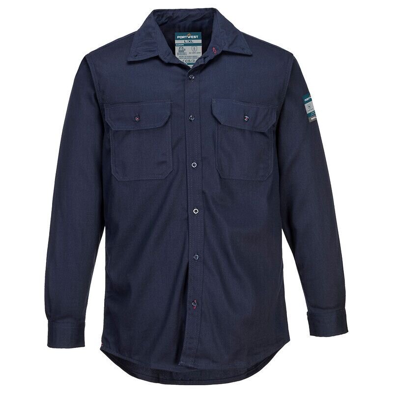 Portwest Bizflame 88/12 Flame Resistant Shirt (Navy / L / Regular Fit)