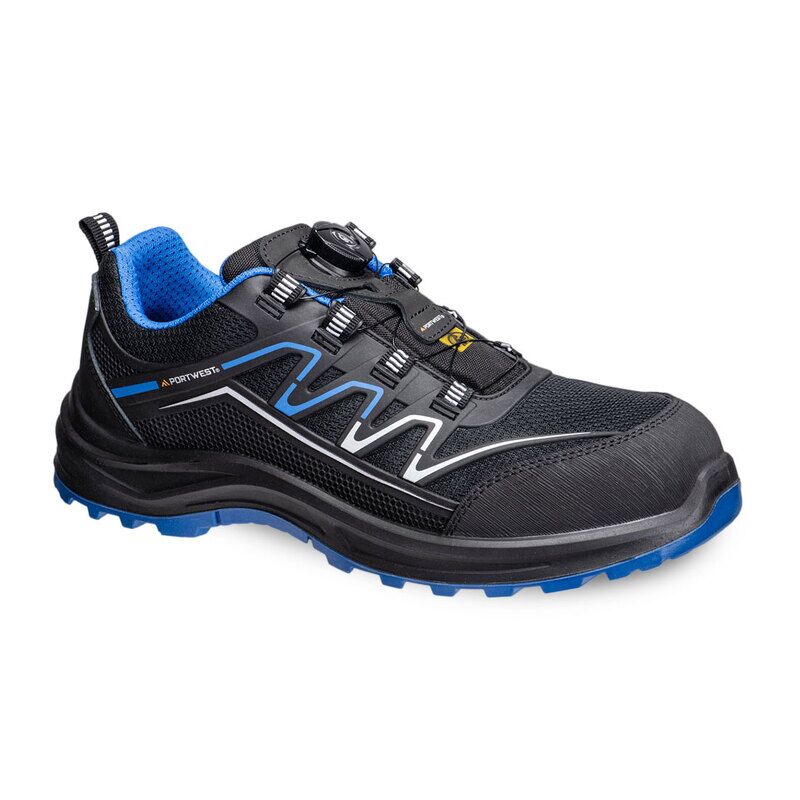 Portwest Composite KPU and Mesh Trainer S1PS ESD SR FO (Black/Blue / 36)
