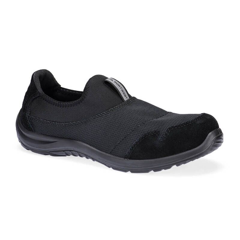 Portwest Steel Textile Slip On Shoes S1P SR FO ESD (Black / 43 / Regular Fit)