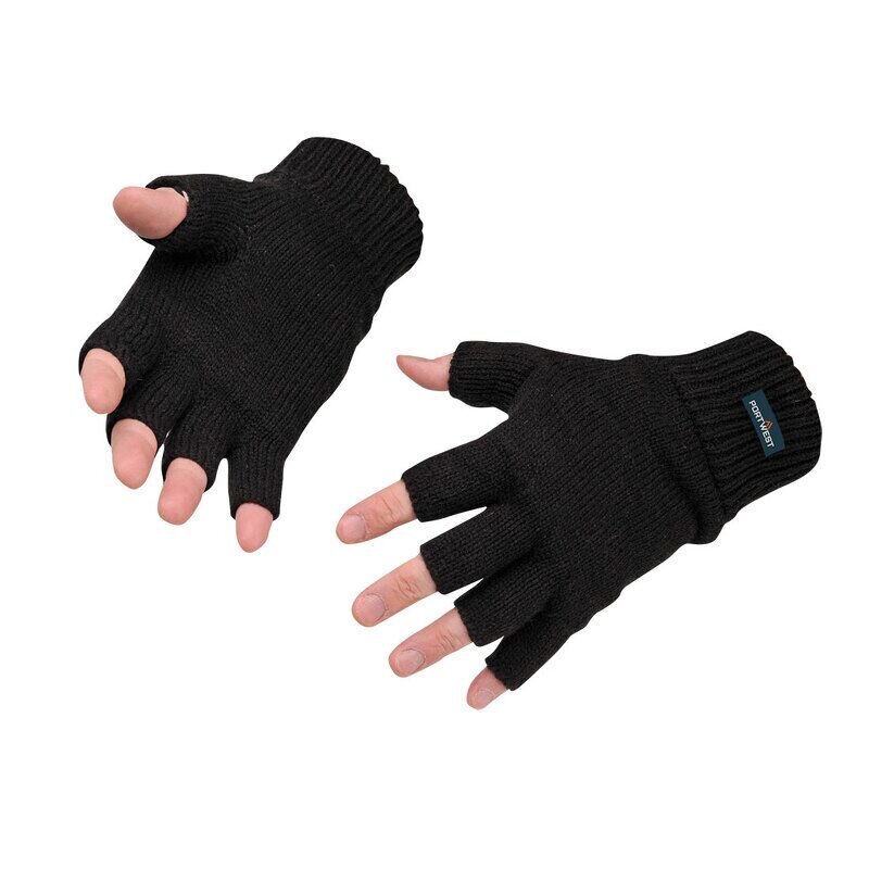 Portwest Insulated Fingerless Knit Glove (Black / R)