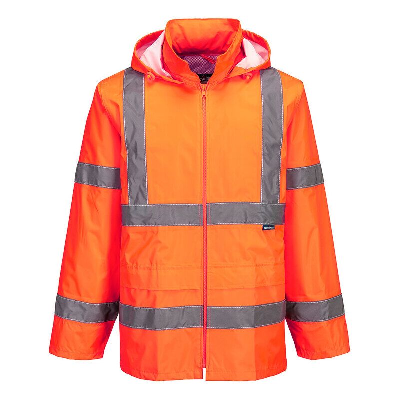Portwest Hi-Vis Rain Jacket (Orange / M / Regular Fit)