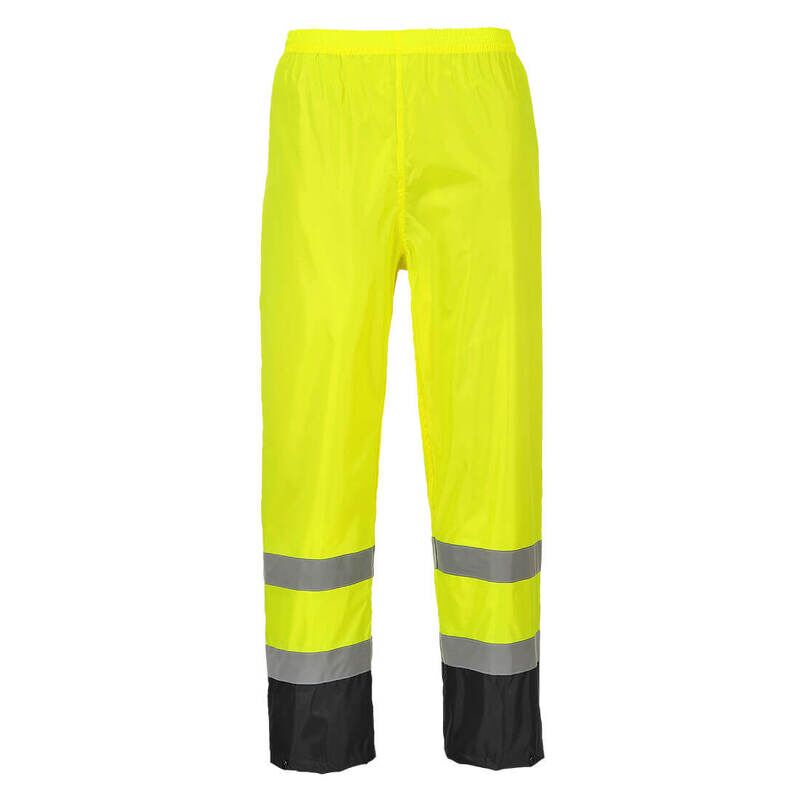 Portwest Hi-Vis Contrast Classic Rain Trousers (Yellow/Black / XL / Regular Fit)