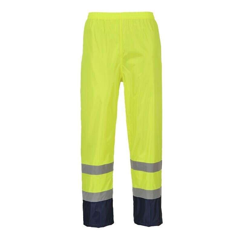 Portwest Hi-Vis Contrast Classic Rain Trousers (Yellow/Navy / L / Regular Fit)