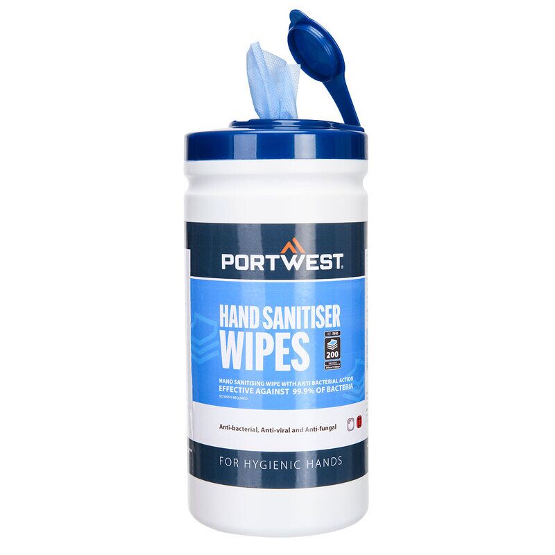 Portwest Hand Sanitiser Wipes (200 Wipes) (Blue / U)