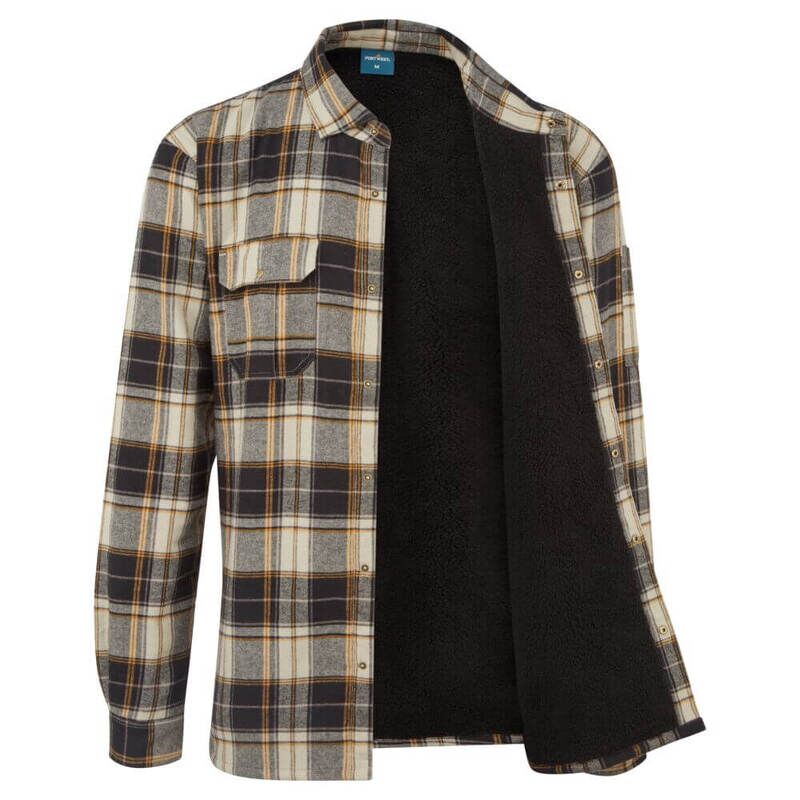 Portwest KA3 Sherpa Lined Check Shirt (Black / XXXL / Regular Fit)