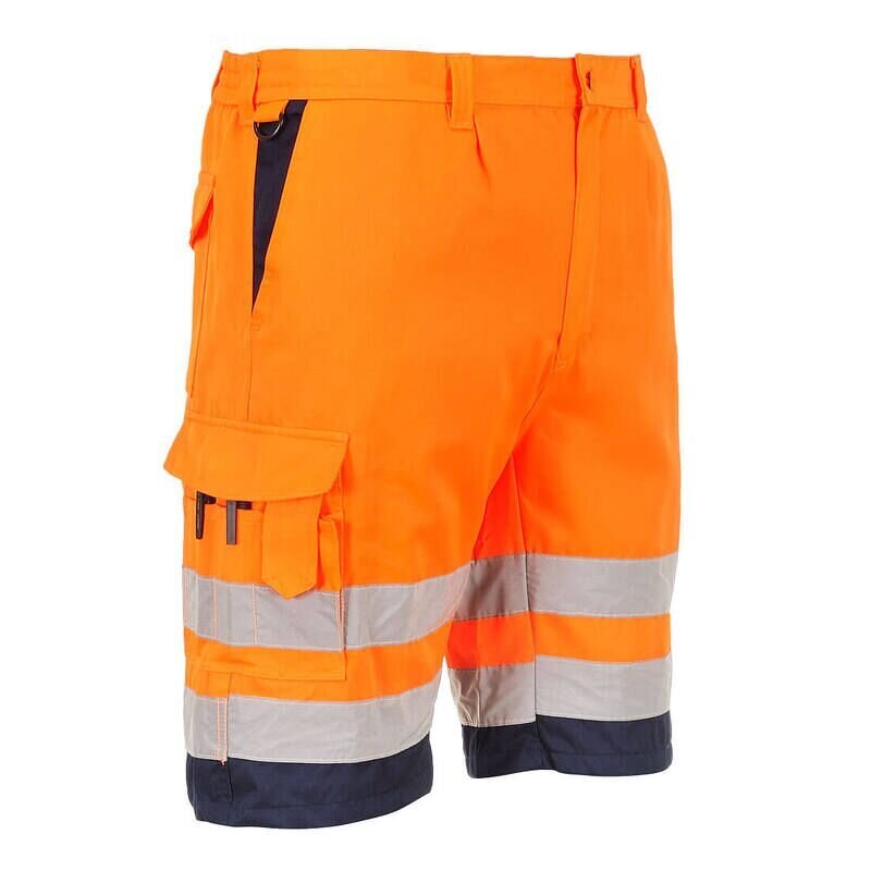 Portwest Hi-Vis Lightweight Polycotton Shorts (Orange/Navy / M / R)