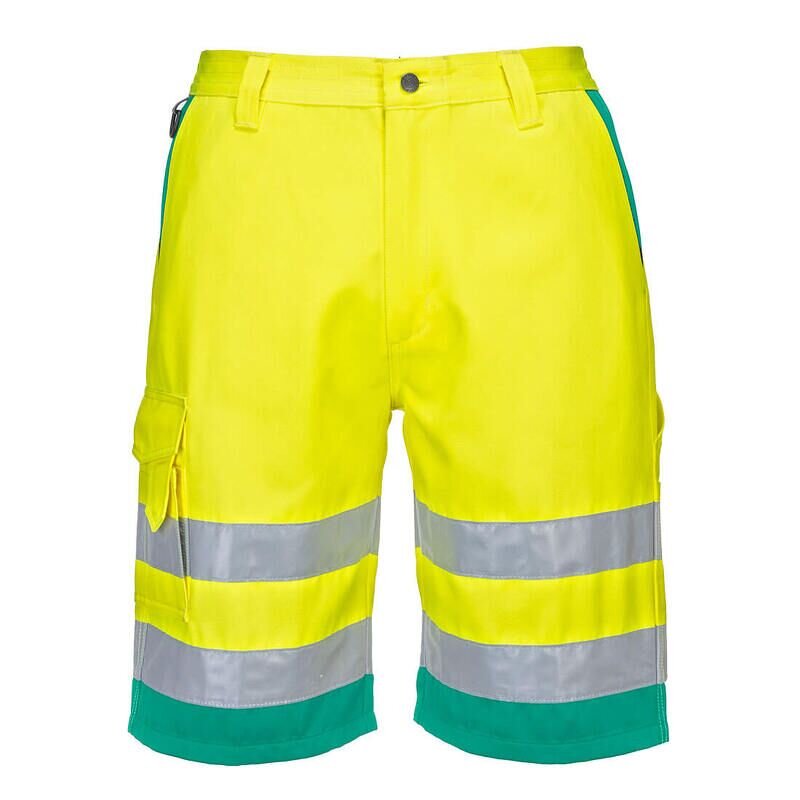 Portwest Hi-Vis Lightweight Polycotton Shorts (Yellow/Teal / XXXL / R)