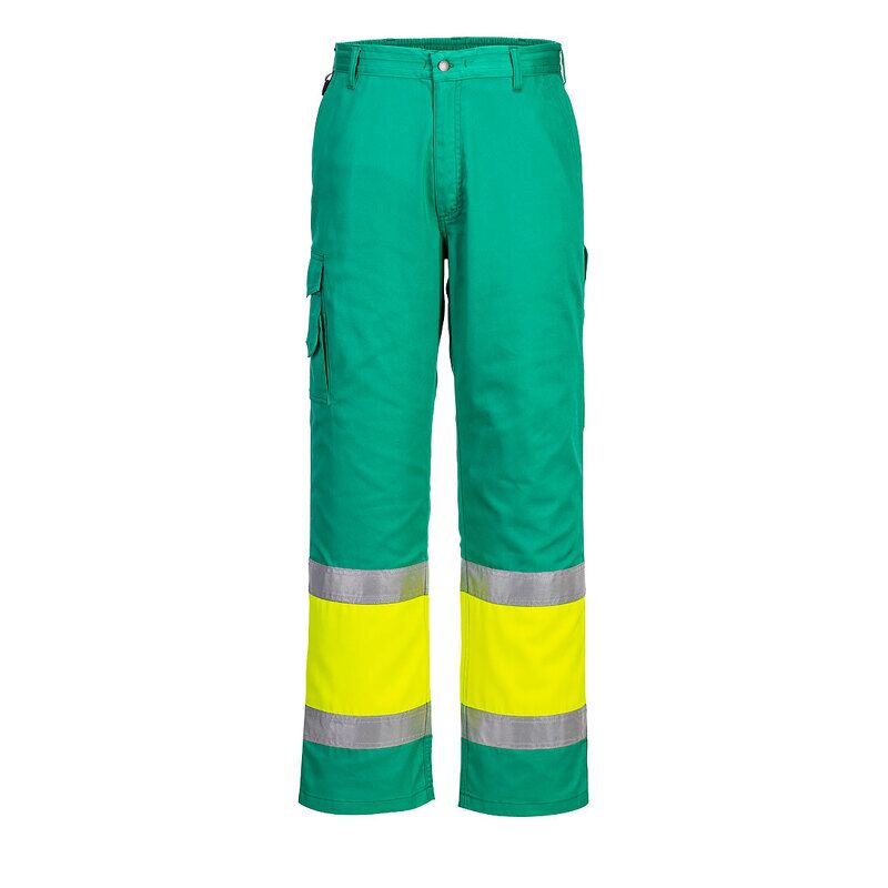 Portwest Hi-Vis Lightweight Contrast Class 1 Service Trousers (Yellow/Teal / XL / R)