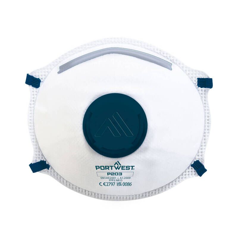 Portwest FFP2 Valved Dolomite Respirator (Pk10) (White / R)
