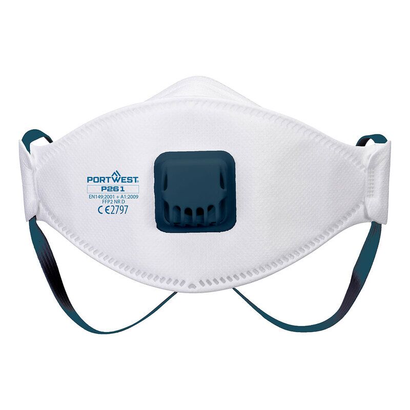 Portwest Trifold Valved Dolomite FFP2 Respirator (Pk10) (White / R)