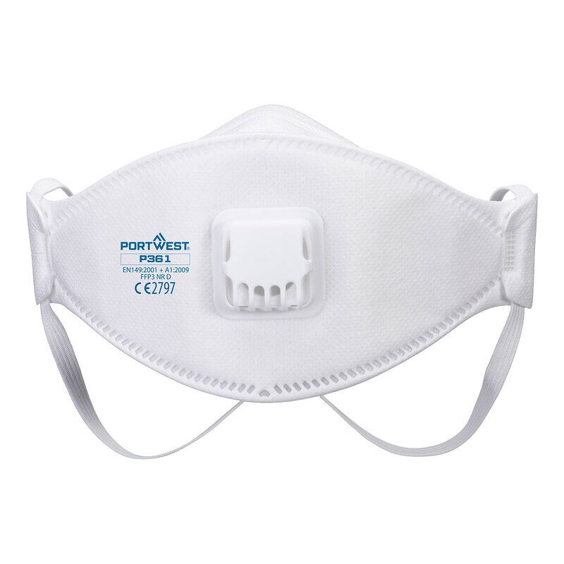 Portwest Trifold Valved Dolomite FFP3 Respirator (Pk10) (White / R)