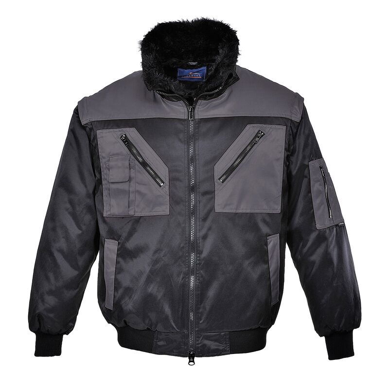 Portwest Two Tone Pilot Jacket (Black/Grey / M / Regular Fit)