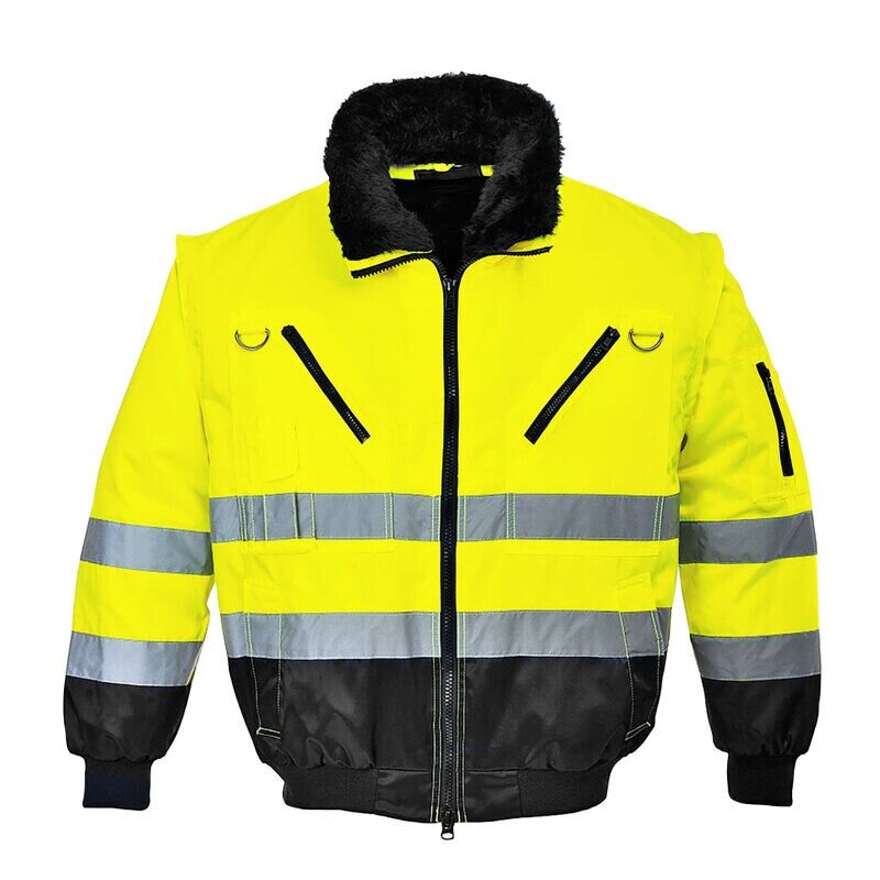 Portwest Hi-Vis 3-in-1 Contrast Pilot Jacket (Yellow/Black / XXL / Regular Fit)