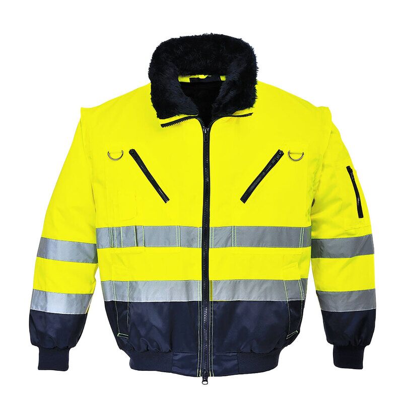 Portwest Hi-Vis 3-in-1 Contrast Pilot Jacket (Yellow/Navy / XL / Regular Fit)