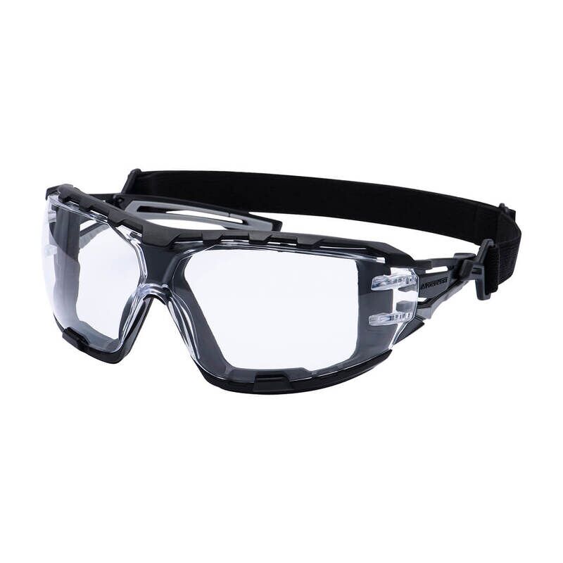 Portwest Anthracite Wraparound Plus Safety Glasses (Clear / R)