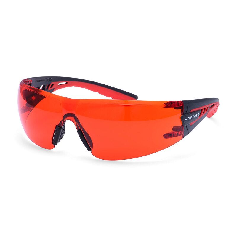 Portwest Tech Look Lite KN Safety Glasses (Red / R)