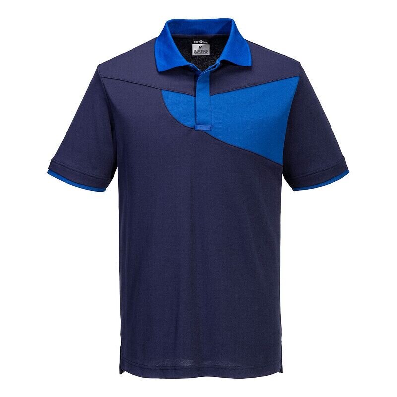 Portwest PW2 Cotton Comfort Polo Shirt Short Sleeved (Navy/Royal / L / Regular Fit)