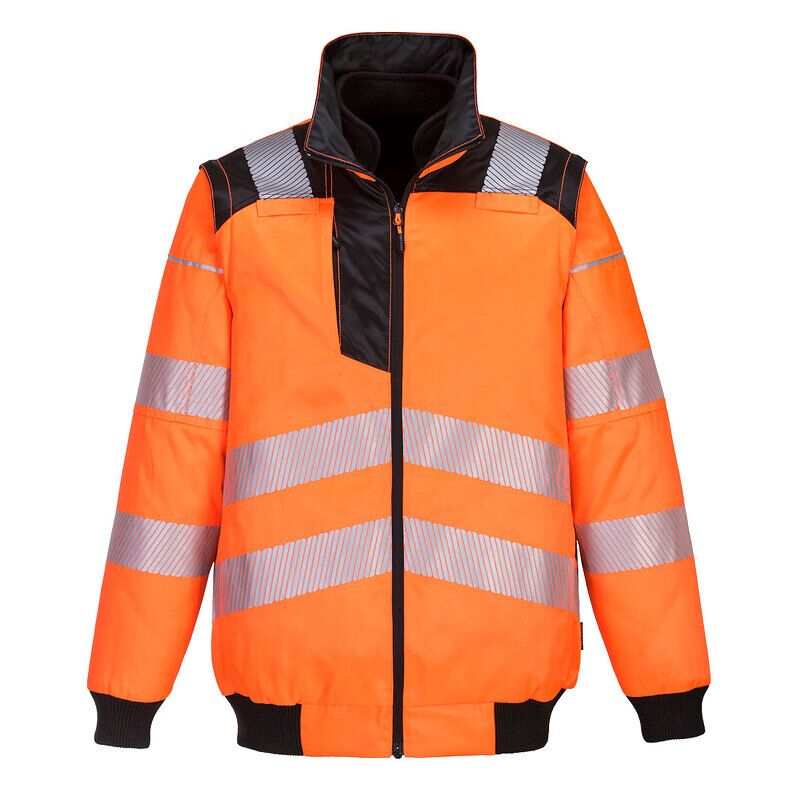 Portwest PW3 Hi-Vis 3-in-1 Pilot Jacket (Orange/Black / XL / Regular Fit)