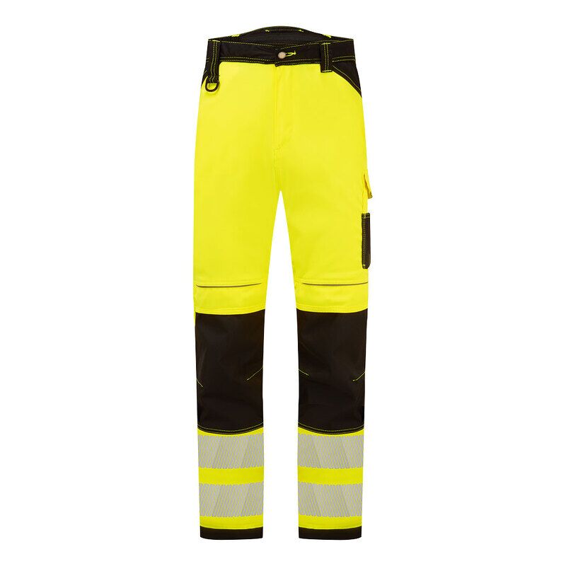 Portwest PW3 Hi-Vis Lightweight Stretch Work Trousers (Yellow/Black / 30 / Regular Fit)