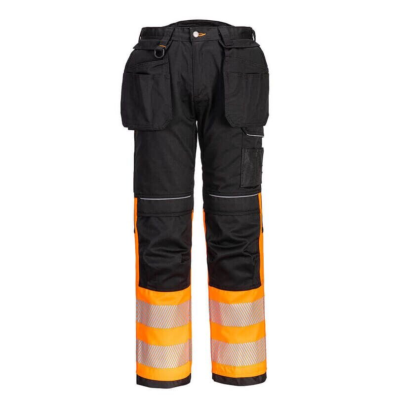 Portwest PW3 Hi-Vis Class 1 Holster Pocket Trousers (Orange/Black / 46 / Regular Fit)
