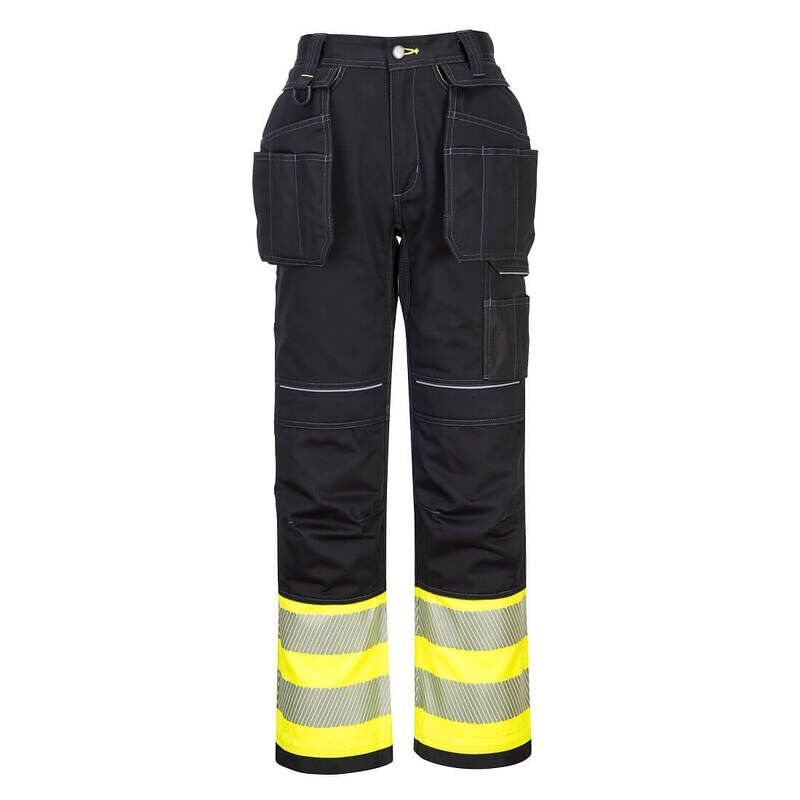 Portwest PW3 Hi-Vis Class 1 Holster Pocket Trousers (Yellow/Black / 48 / Regular Fit)