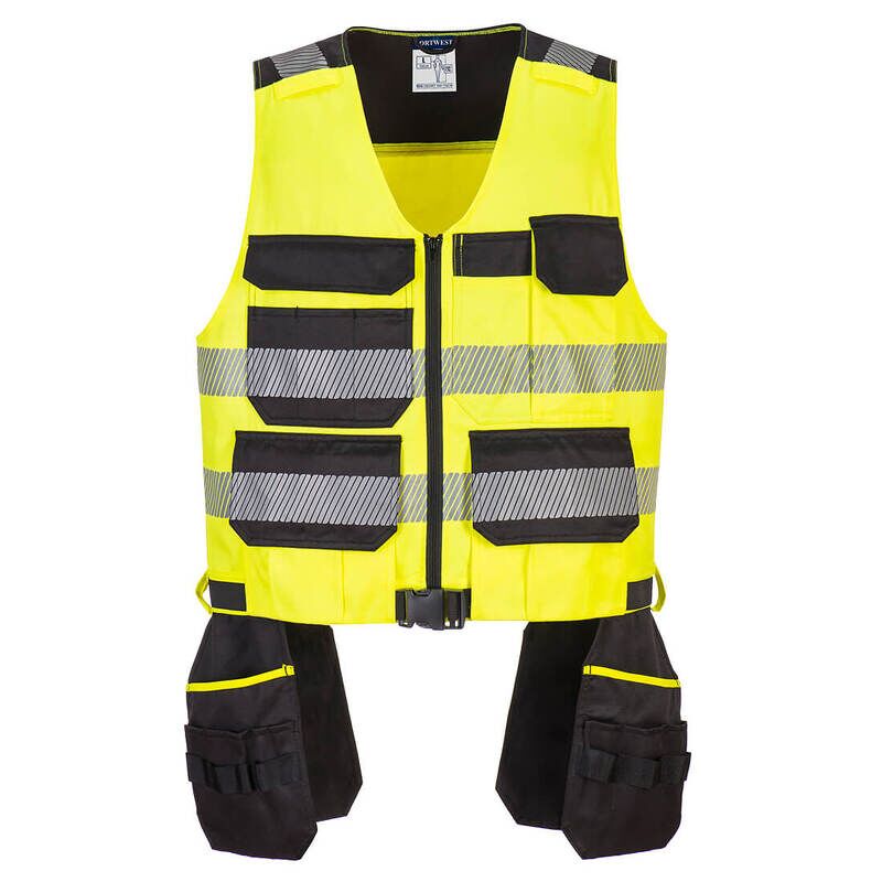 Portwest PW3 Hi-Vis Class 1 Tool Vest (Yellow/Black / S / Regular Fit)