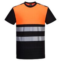 Portwest PW3 Hi-Vis Cotton Comfort Class 1 Short Sleeved T-Shirt (Black/Orange / 5XL)