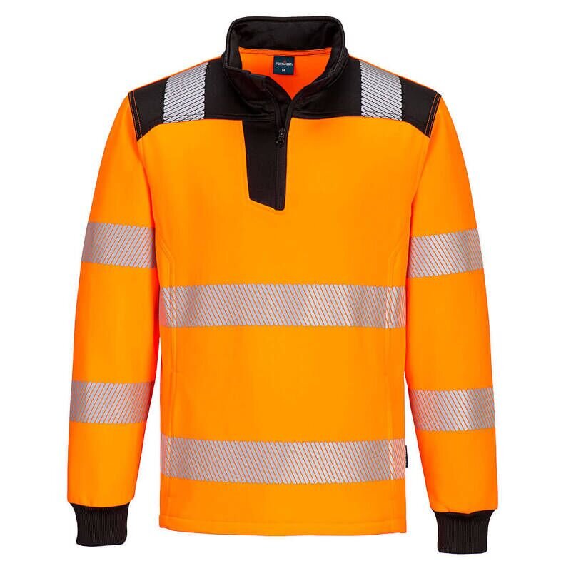 Portwest PW3 Hi-Vis 1/4 Zip Sweatshirt (Orange/Black / 5XL / R)