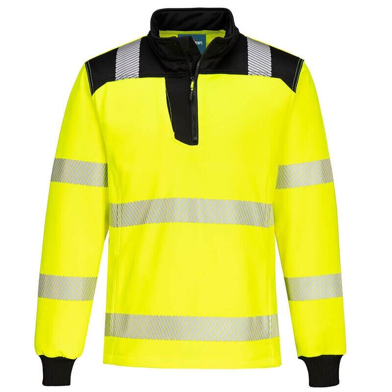 Portwest PW3 Hi-Vis 1/4 Zip Sweatshirt (Yellow/Black / 5XL / R)
