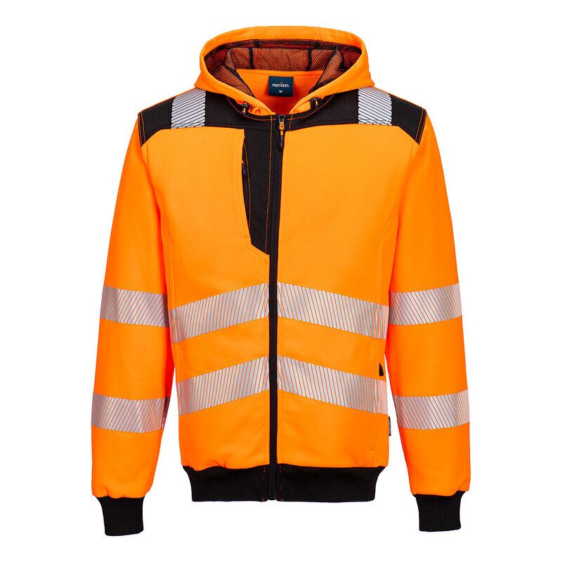 Portwest PW3 Hi-Vis Zip Hoodie  (Orange/Black / 4XL / R)