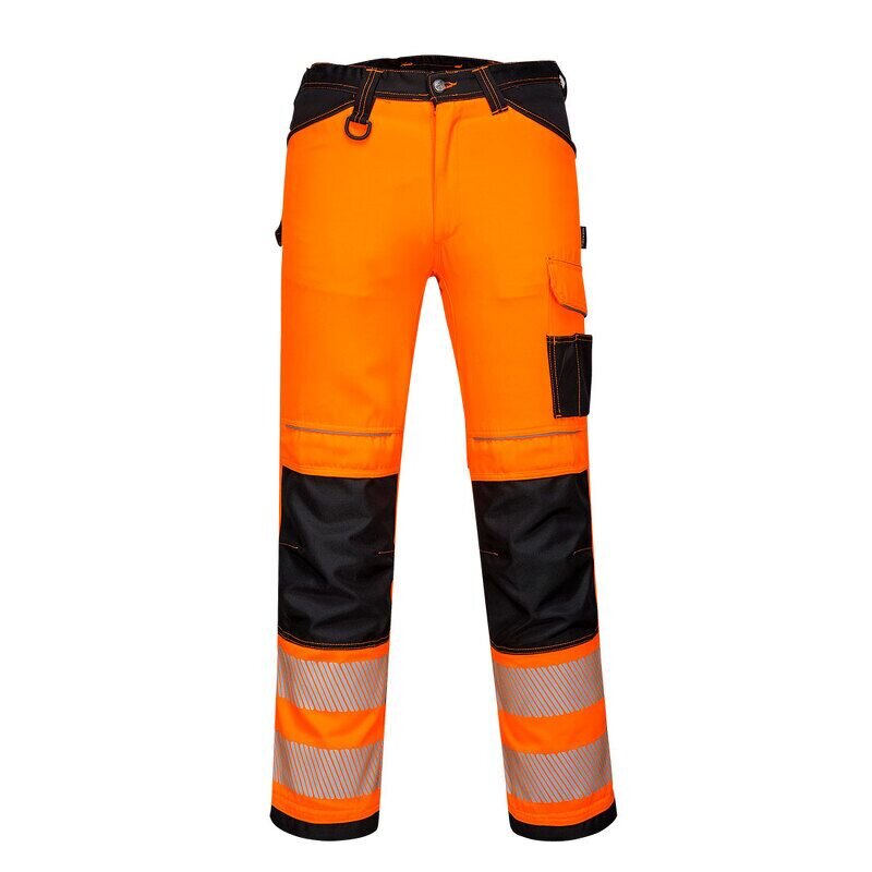Portwest PW3 Hi-Vis Work Trousers (Orange/Black / 30 / Regular Fit)