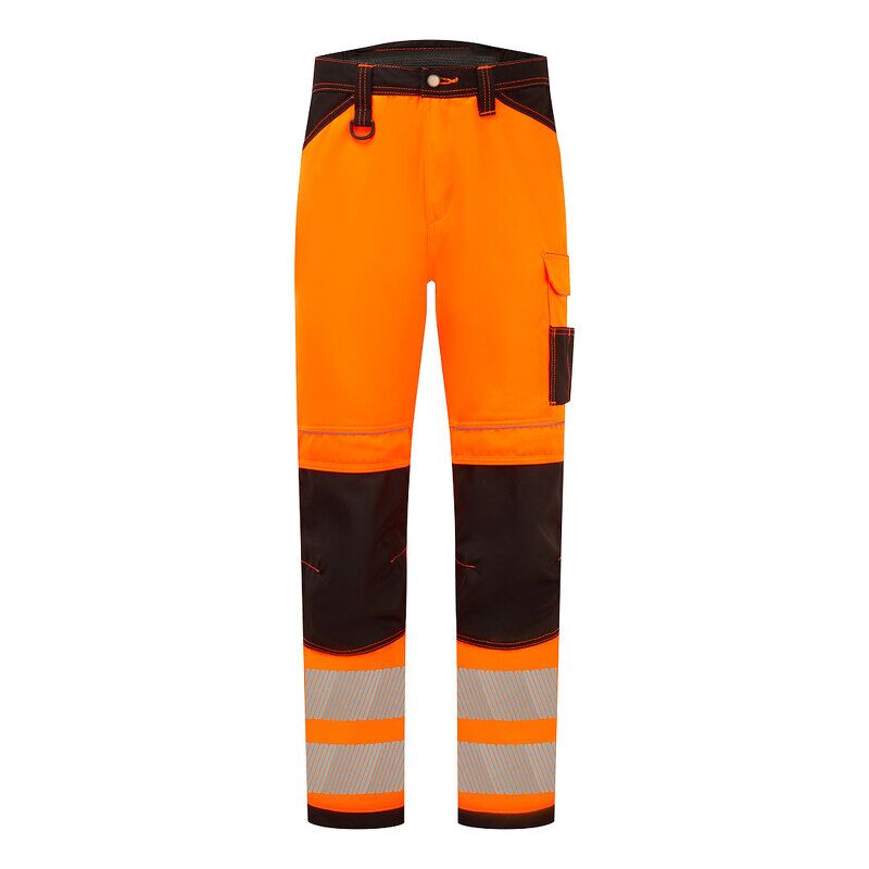 Portwest PW3 Hi-Vis Work Trousers (Orange/Black Short / 40 / Short Fit)